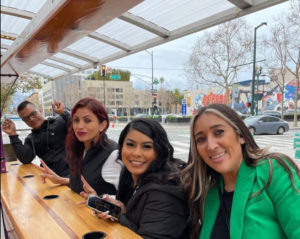 4 Team building passengers on San Jose Brew Bike